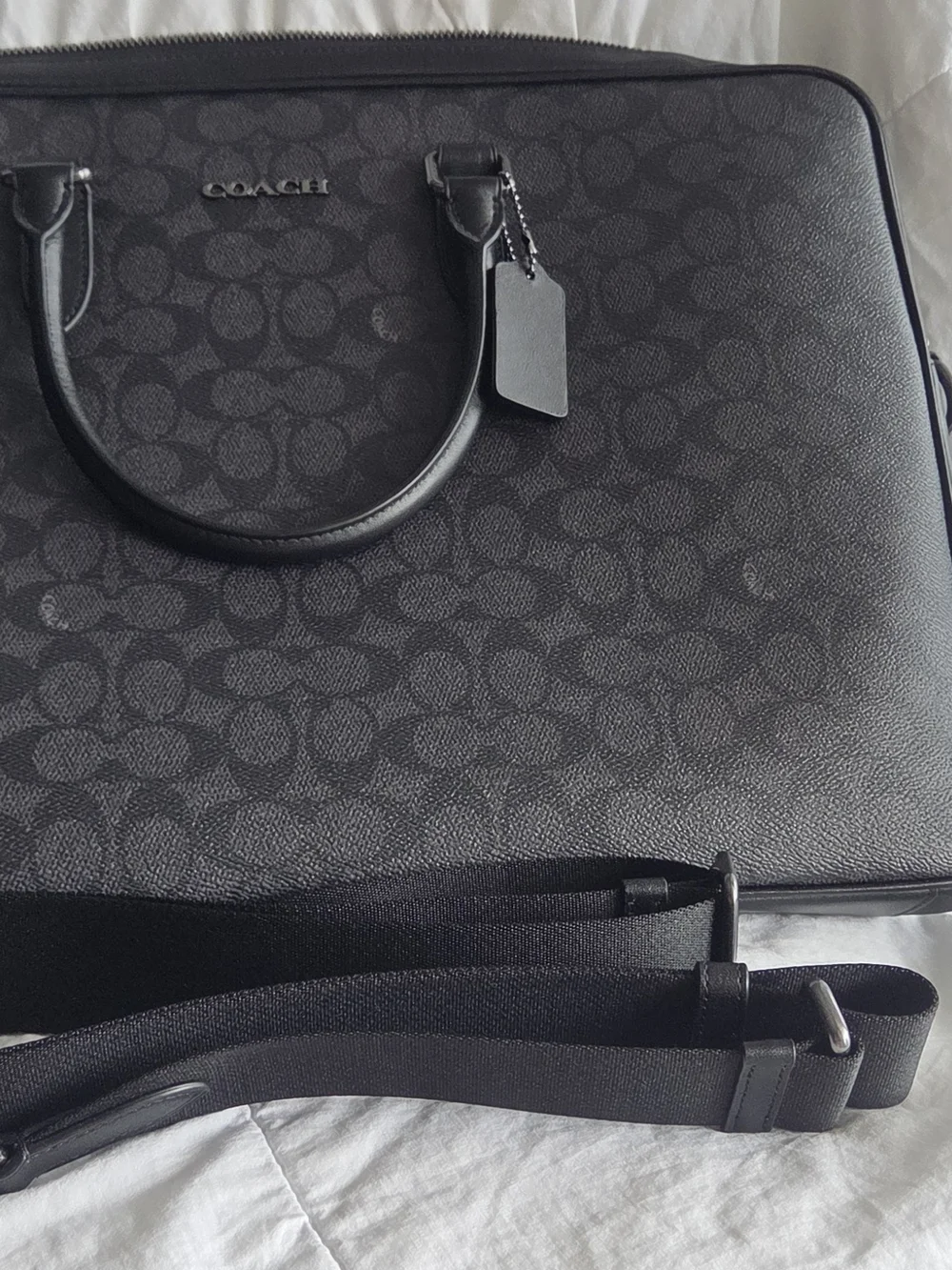 Coach Signature Jacquard Black Laptop Tote - Coach